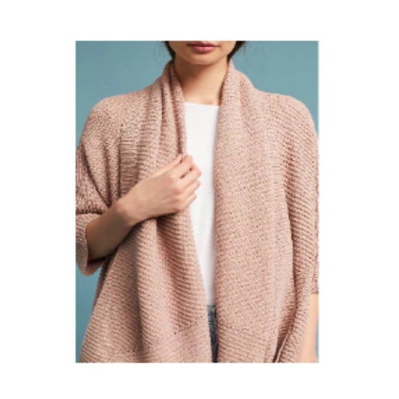 NWT Anthropologie Sleeping On Snow Open Cardigan Pink Blush Ribbed One Size - Picture 2 of 9
